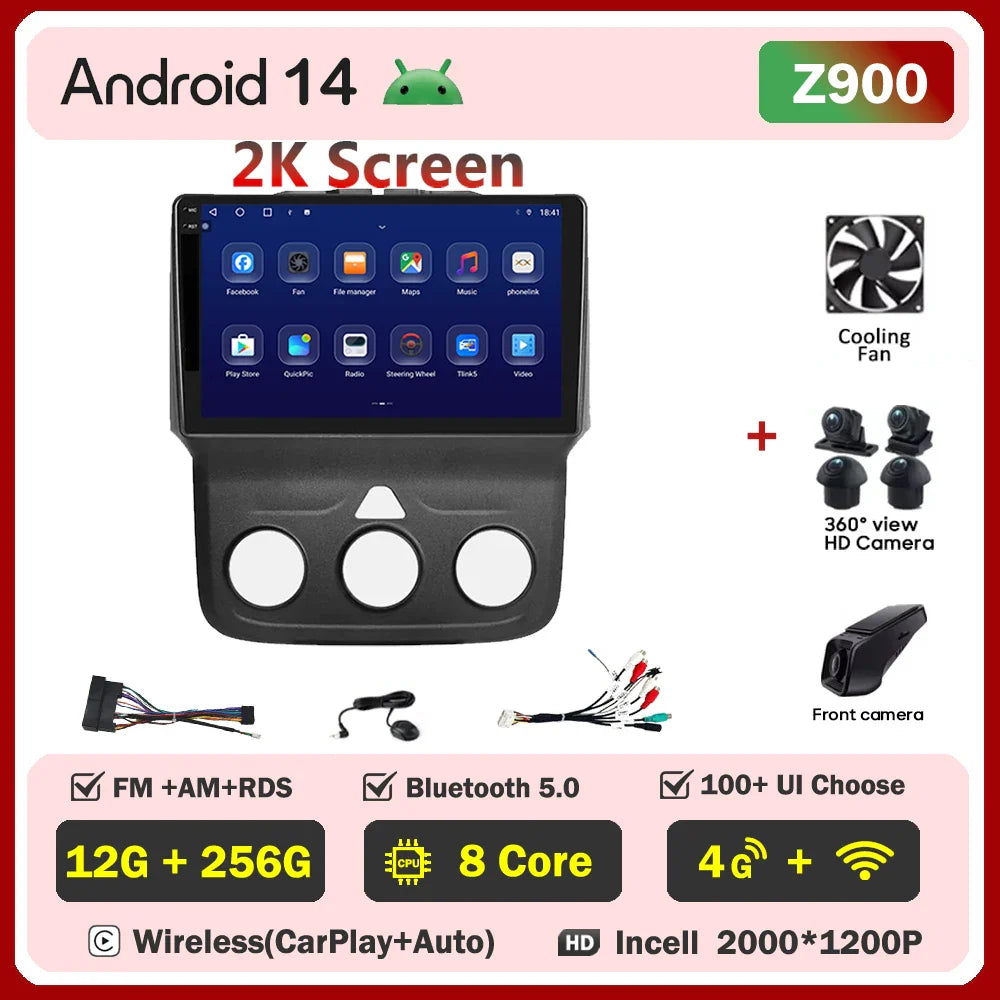 For Dodge Ram 1500 2500 3500 (2013-2019) Carplay Auto Screen Wireless Android Auto Car Intelligent Systems AutoMotive 8 Core DSP