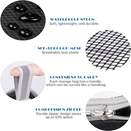 5 Pieces Travel Organizer Bag Set Clothes Compression Cubes For Plane Travel Essentials Storage Bags Suitcase Mesh Packing Cubes