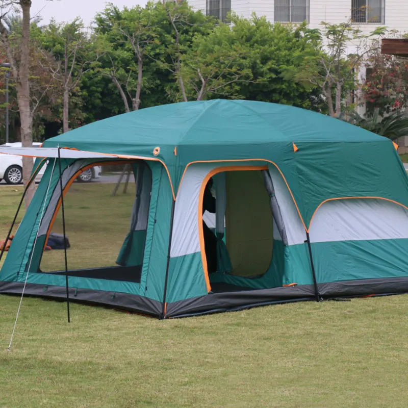 3 Sizes Tent Two-bedroom 1 Living Room Large Family Camping Tent 5-8-12 Person Leisure Camp Tent Rainproof Outdoor Indoor Hourse