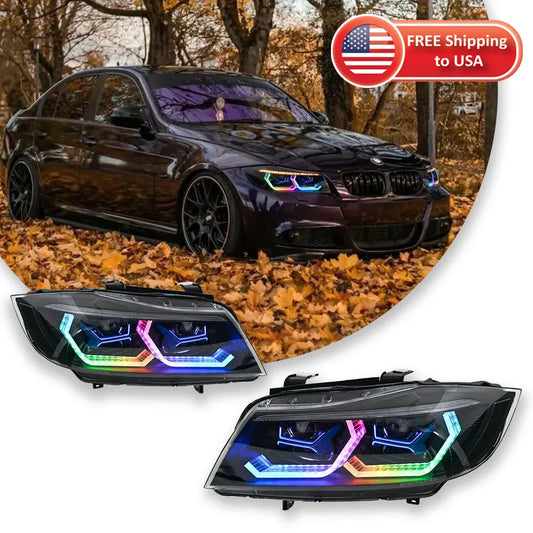 Car Lights For BMW 3 Series 2005-2012 E90 RGB Headlight LED Projetor head Lamp Daytime Running Light Automotive Accessories