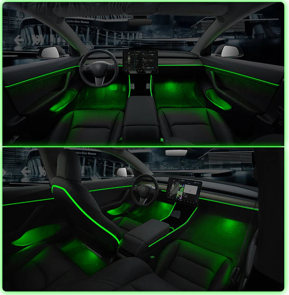 Laser engraving LED For Tesla Model 3 Y Interior Car Ambient Light Center Console Dashboard Panel Control LED Strip Lights