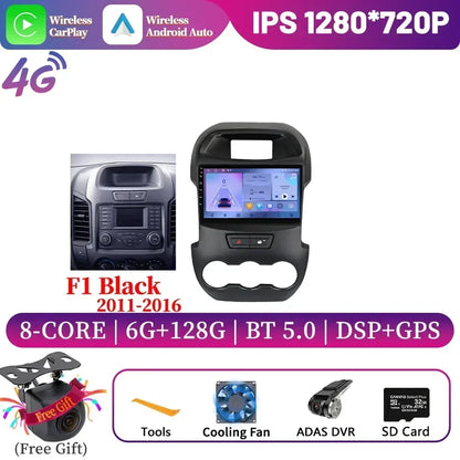 Android 14 For Ford Ranger 3 2011-2015 Car Radio Multimedia Navigation 4G GPS Bluetooth Wireless Carplay Head Unit Screen Stereo