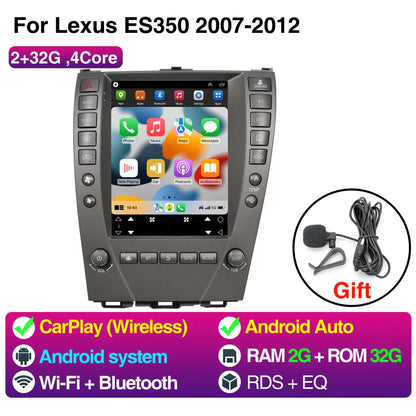 9.7inch Android 13 Car Radio For Lexus ES ES240 ES300 ES330 ES350 2007-2012 For Tesla Style Screen Car Radio Multimedia Player