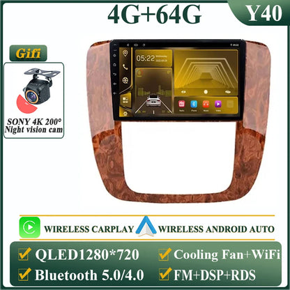 Android 14 Car For GMC Yukon Chevrolet Tahoe Suburban 2008-2012 GPS Navigation Multimedia Player Stereo Head Unit QLED Screen