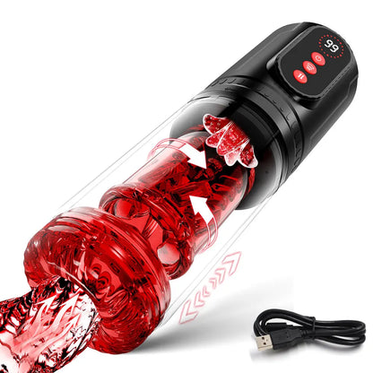 Automatic Telescopic Thrusting Rotating Male Masturbator Cup Licking Vibrating Masturbation Blowjob Pussy Adult Sex Toys for Men