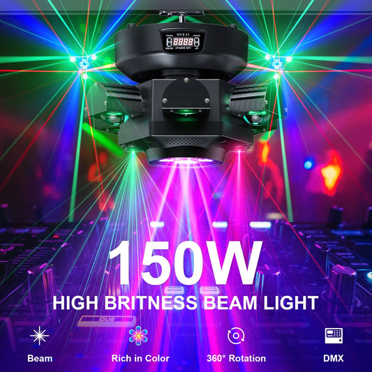 Yiflamefly 150W Moving Head DJ Lights 6 Arms Party Lights RGBW 4IN1 LED Stage Lighs DMX512 For Wedding Party Disco KTV Wedding power tools