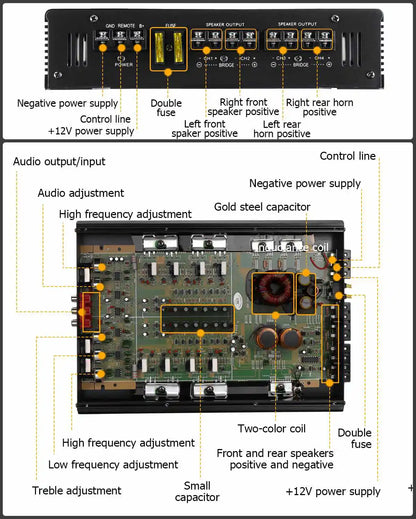 9900W Car Home Audio Power Amplifier 4 Channel 12V Car Digital Amplifer Car Audio Amplifier for Cars Amplifier Subwoofer 12V