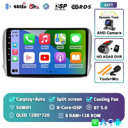Android 14 For Peugeot 2008 208 2012-2018 Car Radio Multimedia Player Navigation GPS Wireless Carplay  Android Auto Stereo 2Din