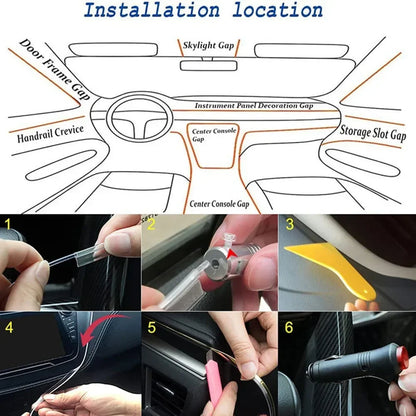 6/8M LED Atmosphere Car Light Interior 64 RGB Car Interior Acrylic Light Guide Fiber Optic Car Decoration Atmosphere Light 6 in1