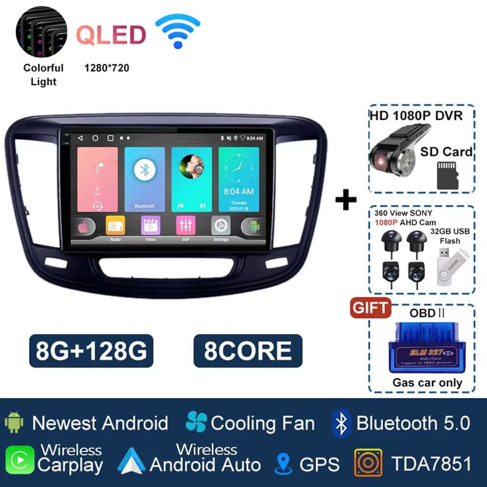 For Chrysler 200 200C 2015 - 2019 Android 14 Radio Video Player Car Autoradio Multimedia Screen Stereo Carplay Navigation