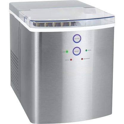 ICEB33SS Large-Capacity Stainless Steel Automatic Portable Electric Countertop Ice Maker Machine, 33 Pounds in 24 Hours