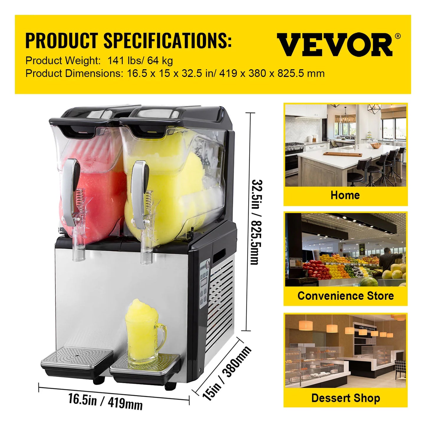 VEVOR 10L 20L 30L Slushie Machine Commercial Ice-Cool Juice Smoothie Slush Maker Frozen Drink Dispenser Vending Machine for Home