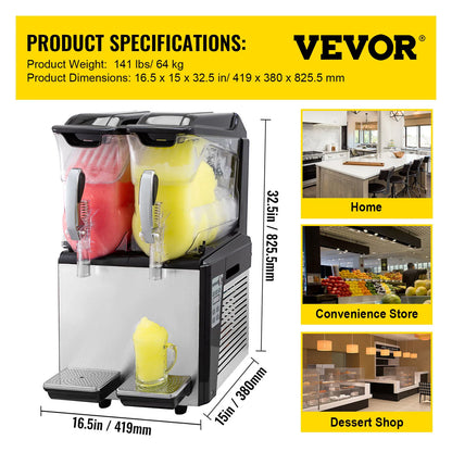 VEVOR 10L 20L 30L Slushie Machine Commercial Ice-Cool Juice Smoothie Slush Maker Frozen Drink Dispenser Vending Machine for Home