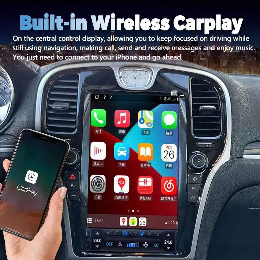 13.6inch 128GB For Chrysler 300C 2012 2019 Android 12 Tesla Screen GPS Navigation Car Multimedia Video Player Head Unit Carplay
