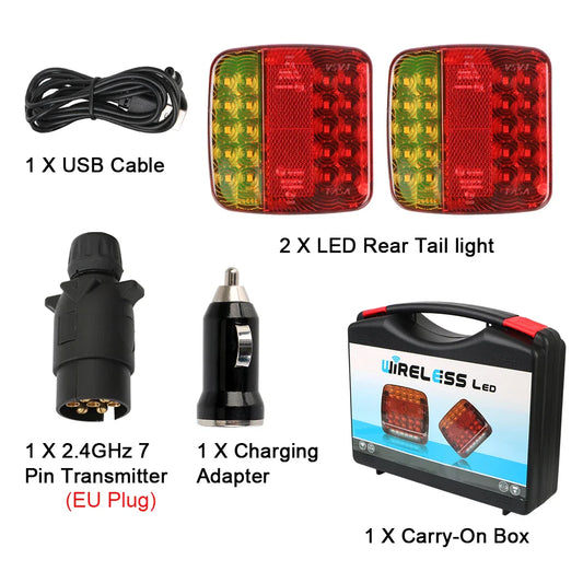 Magnetic Wireless LED Trailer Rear Taillight Signal Warning Brake Lamp Truck Tail Light For Caravan RV Camper Lorry Truck
