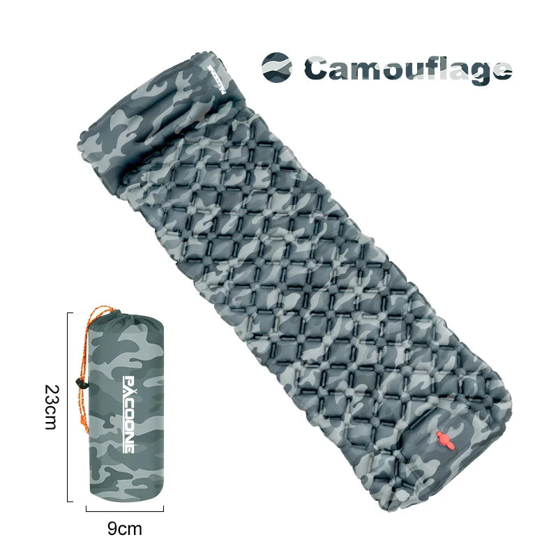 PACOONE Ultralight Outdoor Camping Sleeping Pad  Air Mat Inflatable Mattress with Pillows  Built-in Inflator Pump Travel Hiking