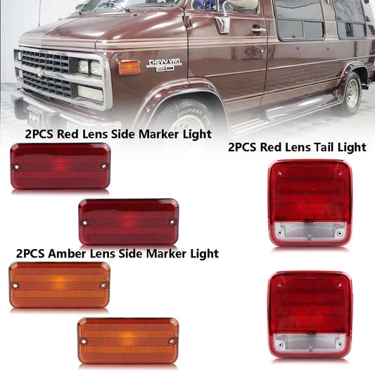 Rear & Front  Side Marker Lights Tail Lights For 1985-1995 Chevrolet G10 G20 G30 P20 P30 GMC G1500 G2500 G3500 P2500 P3500  Van