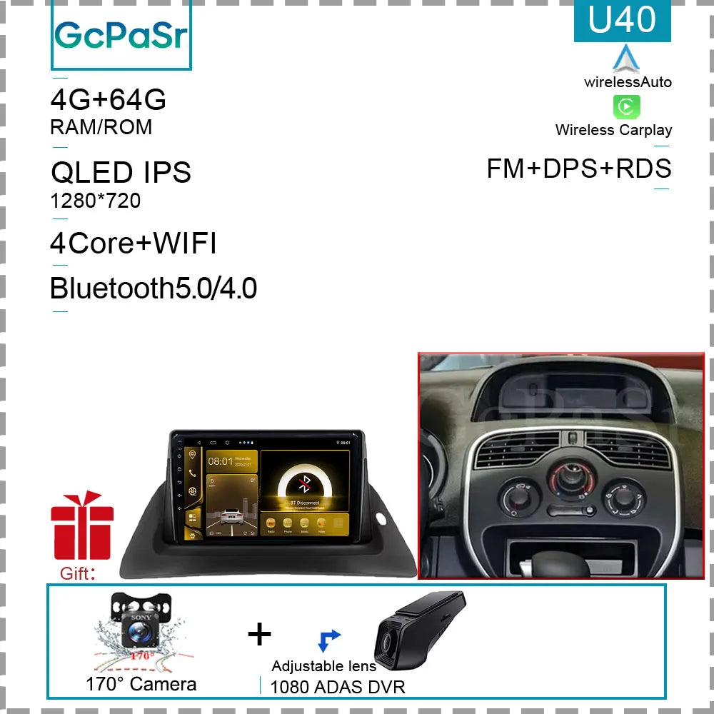 Car Radio Android For Renault kangoo 2008 2009 2010 2011 2012 2013 2014 2015 - 2018 Multimedia Player GPS Carplay Android Auto