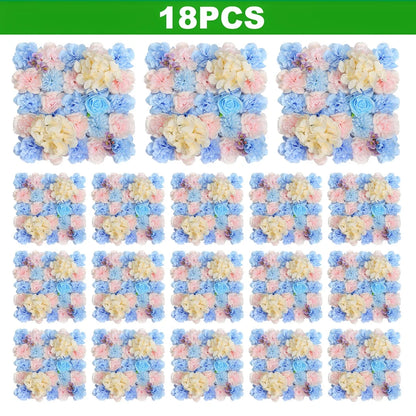 18pcs 3D Flowers Wall Backdrop16.5* 16.5Inch  Artificial Silk Roses Panels Home decoration Floral Ideal for Wedding Celebrations
