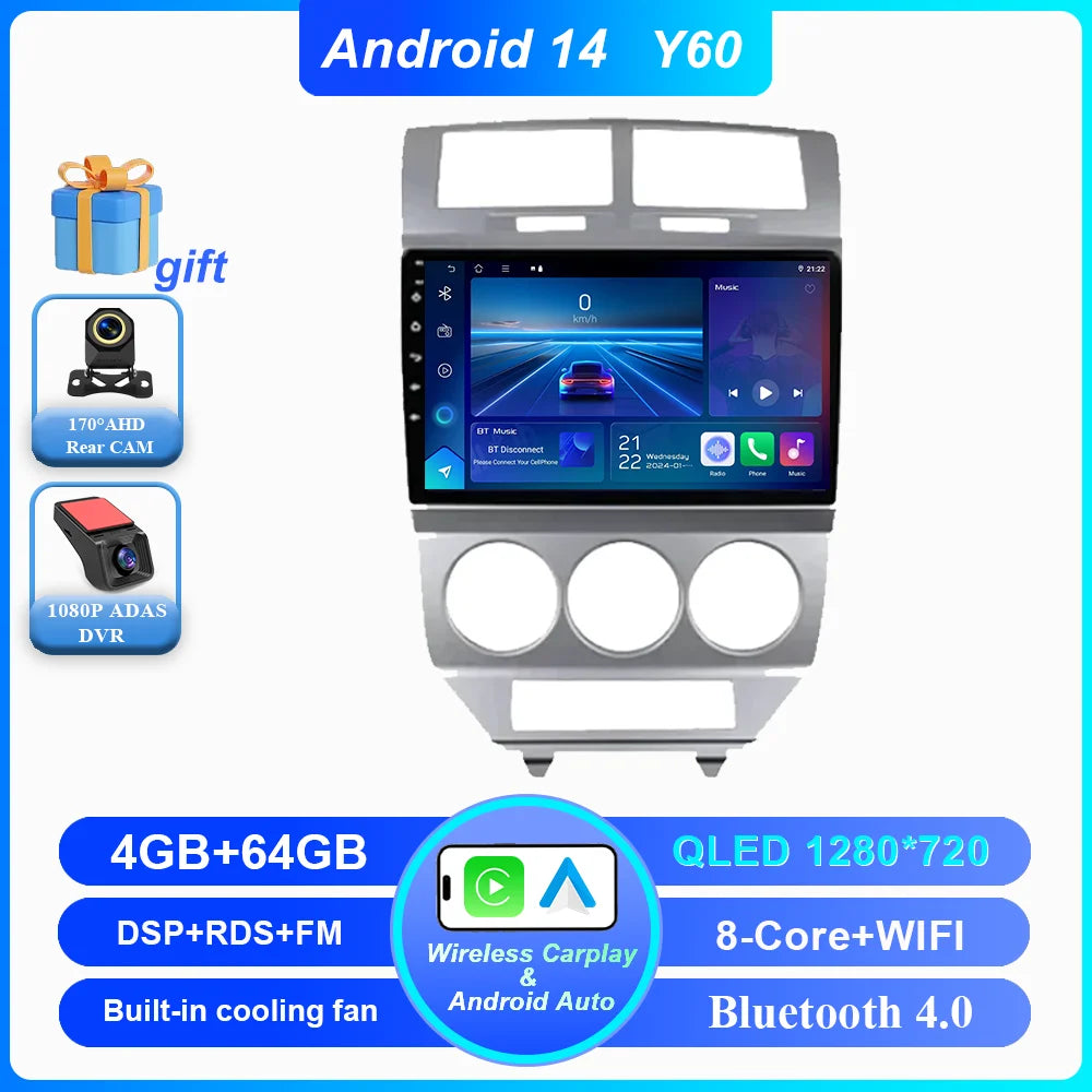 Android Car Radio Multimidia Player For Dodge Caliber Jeep Compass 1 MK Patriot 2006 - 2010 Auto GPS Navigation Carplay 2din DVD