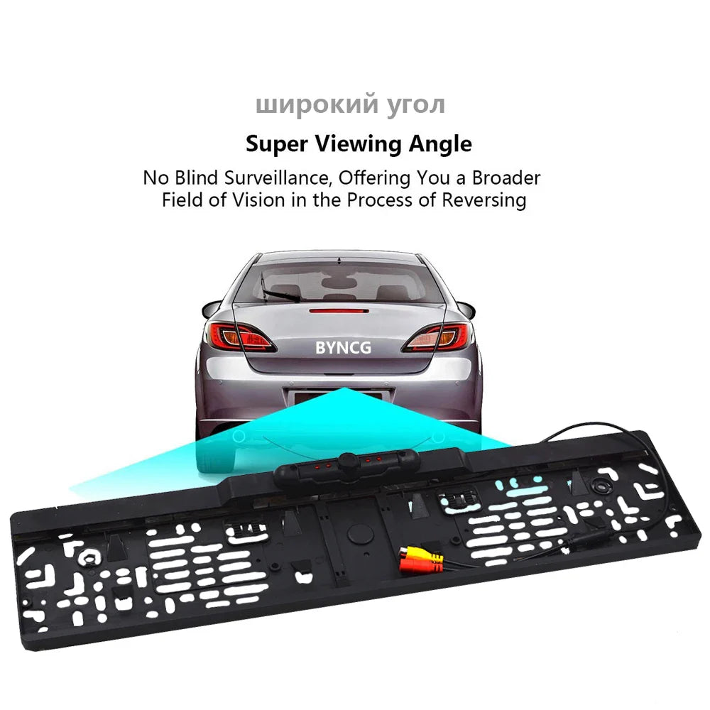 European Car License Plate Frame Number Plate with 4 IR LED Backup Car Rear View Camera Parking Assistant CCD HD Night Vision