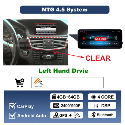 Wireless Carplay Android 14 for Mercedes Benz E Class W212 2009 - 2015 Car Radio Player Video DSP Stereo Touch Screen 4G WiFi BT