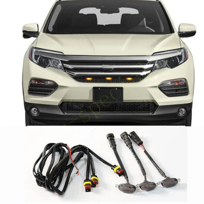 3X For Honda Pilot 2016-2018 Car Front Grille LED Light Raptor Style Grill Cover