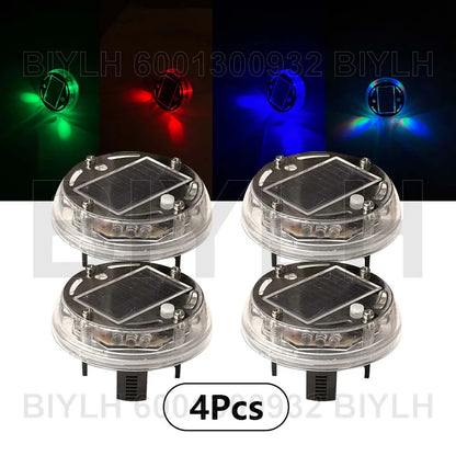 4/2Pcs LED Car Wheel Light Solar Red Blue Green Flashing Car Ambient Lamp Car Chassis Light Universal Auto Exterior Accessories