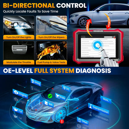 2025 New KINGBOLEN K8 PRO 8 inch Lifetime Free Car Diagnostic Tools All System 34 Reset ECU Coding Bi-directional CAN FD DOIP
