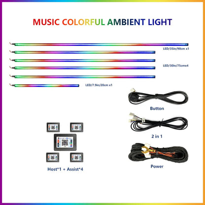 Upgraded Car Ambient Light LED Interior Lighting Kit RGB App Control Multi-Mode Decorative Car Light Ambient Lamp Footwell Light