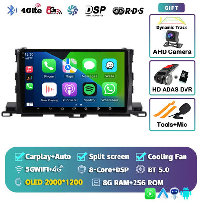 Android 14 For Toyota Highlander 3 Kluger 2013-2018 2K QLED Android Car Radio Multimedia Video Player GPS Stereo CarPlay 4G DSP