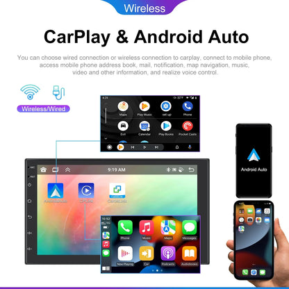 Podofo Android 6+128G 7/9/10inch Car Stereo Radio Universal WIFI Carplay Android Auto Car Multimedia Player Bluetooth FM 32EQ