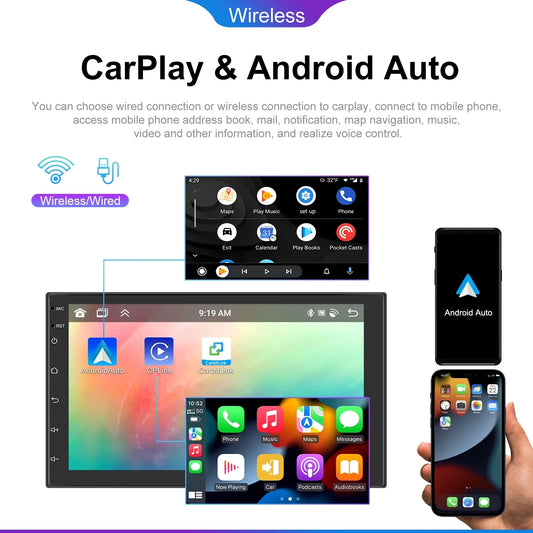 Podofo Android 6+128G 7/9/10inch Car Stereo Radio Universal WIFI Carplay Android Auto Car Multimedia Player Bluetooth FM 32EQ