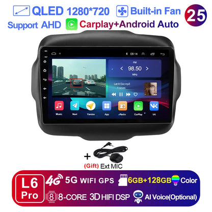 LEHX L6Pro 4G LTE DSP Car Radio Android Auto Video Multimedia Player For Jeep Renegade 2016-2020 Carplay 2din dvd Autoradio  gps