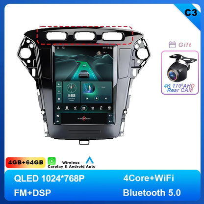 9.7 inch Android 14 Car Radio For Ford Mondeo MK4 2011 - 2013 Navigation Autoradio Multimedia Player DVD GPS Stereo WIFI 4G DVD