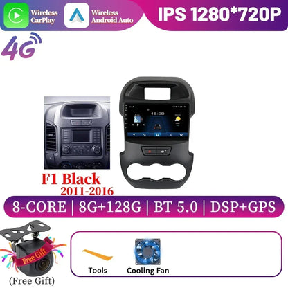 Android 14 For Ford Ranger 3 2011-2015 Car Radio Multimedia Navigation 4G GPS Bluetooth Wireless Carplay Head Unit Screen Stereo
