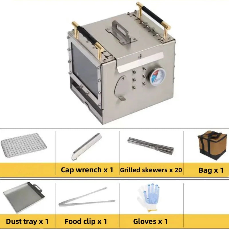 SmiiloDon-Outdoor BBQ Stove Smokeless Stainless Steel Mini Oven Portable Charcoal Camping BBQ Stove Cool Camping Equipment
