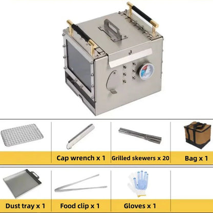 SmiiloDon-Outdoor BBQ Stove Smokeless Stainless Steel Mini Oven Portable Charcoal Camping BBQ Stove Cool Camping Equipment
