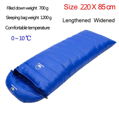 Size 220X85cm Lengthening And Widening Suitable For Tall People Good Quality White Goose Down Thermal Sleeping Bags Camping