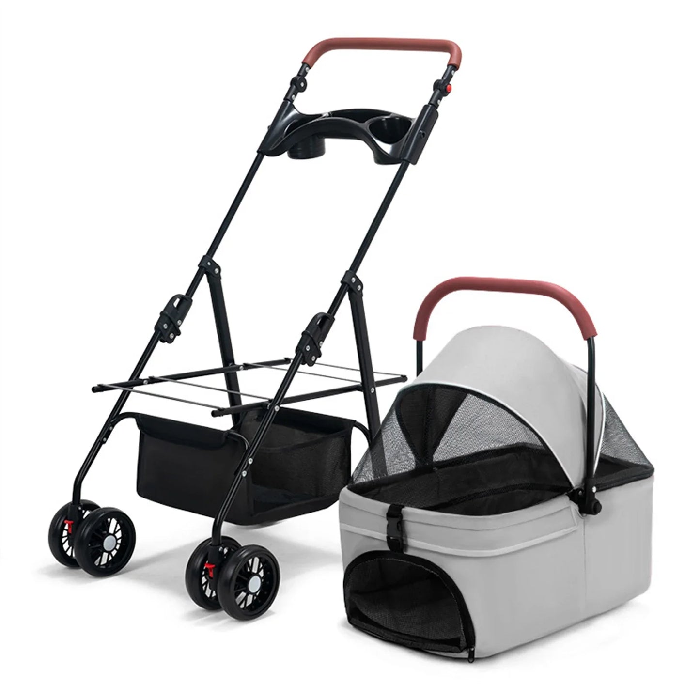 Pet Stroller, Folding Dog Stroller, Pet Folding Stroller, 4 Wheels Dog/Cat Puppy Stroller, Travel Carrier for Small Medium Pet