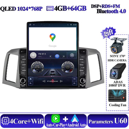 For JEEP Grand Cherokee WK 2004 2005 2006 2007 Tesla Type Car Radio Android 14 GPS Carplay Multimedia Player Navigation Stereo