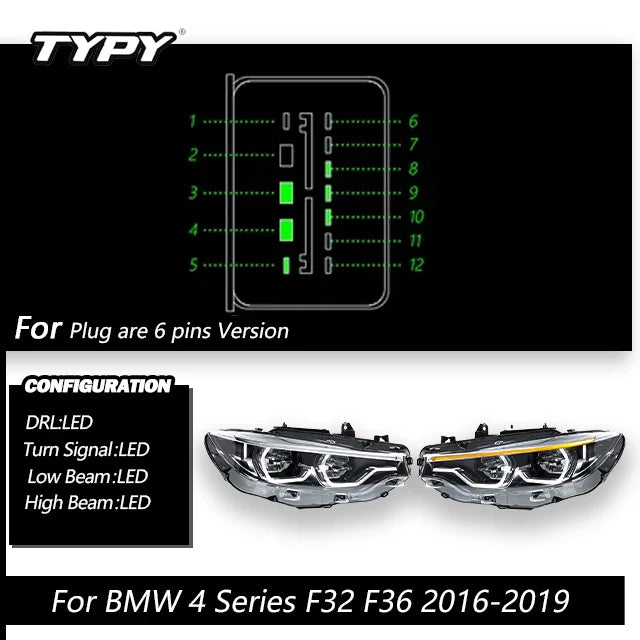 TYPY Car Lights For BMW 4 Series F32 Headlight F36 2013-2019 LED Projetor head Lamp Daytime Running Light Automotive Accessories