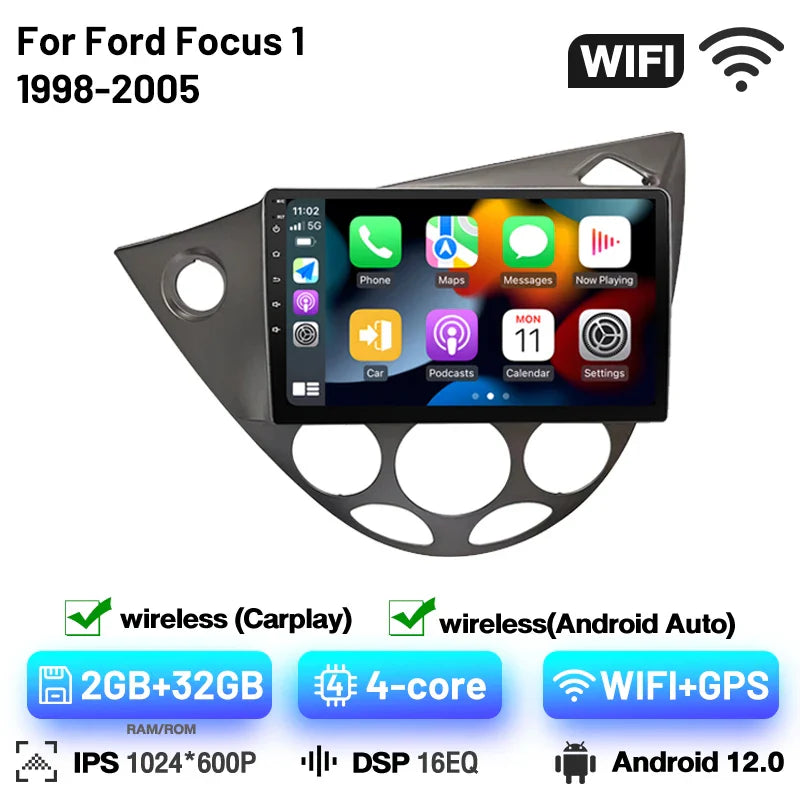 2 Din Android Car Radio For Ford Focus 1 1998 1999 2000 2001 2002-2005 Multimedia Player Carplay Car Stereo Head Unit Radios