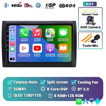 Android 14 For Fiat Stilo 2001 - 2010 2K QLED Android Car Radio Multimedia Video Player GPS AI Voice CarPlay 4G Stereo Head Unit