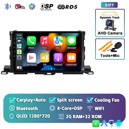 Android 14 For Toyota Highlander 3 Kluger 2013-2018 2K QLED Android Car Radio Multimedia Video Player GPS Stereo CarPlay 4G DSP