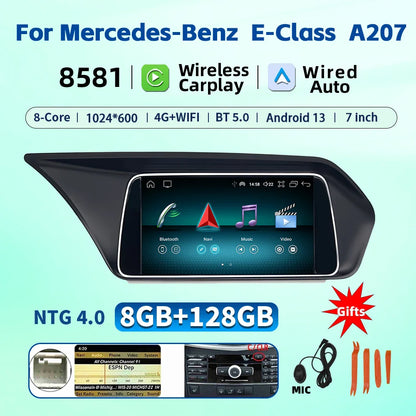 7 Inch Carplay Android 13 Auto Car Intelligent Systems For Mercedes Benz E Class W212 A207 X204 DSP Stereo Touch Screen