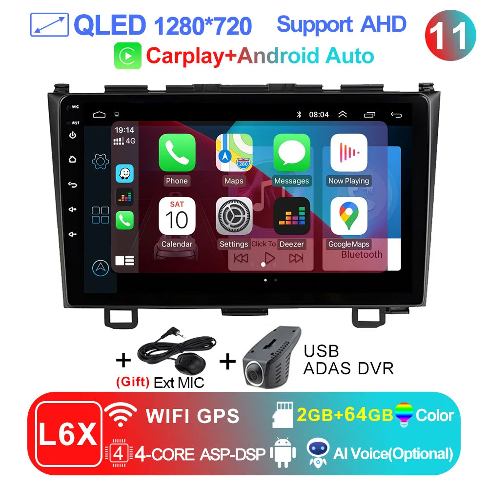 LEHX Pro 5G WIFI 8 Core Android 14 2 Din Autoradio Car Radio Multimedia Player For Honda CRV CR-V 2006-2011 Carplay gps dvd QLED