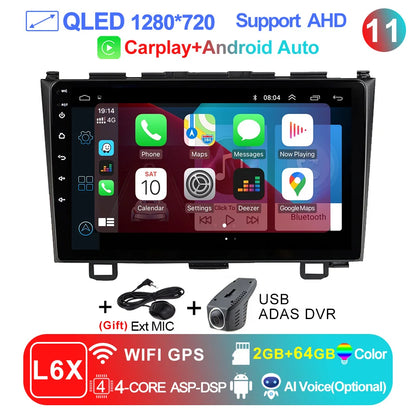 LEHX Pro 5G WIFI 8 Core Android 14 2 Din Autoradio Car Radio Multimedia Player For Honda CRV CR-V 2006-2011 Carplay gps dvd QLED