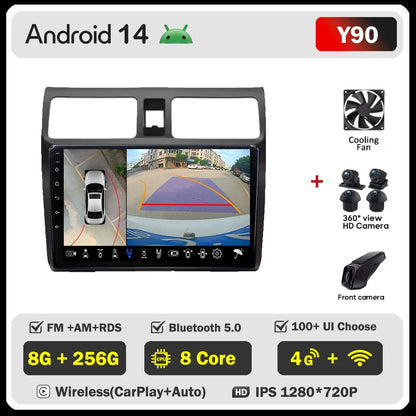 Android 14 Car player Auto Car 9 inch Radio For Suzuki Swift 2003 - 2010 GPS Navigation Auto Radio Dash Cam 5G wifi QLED Screen