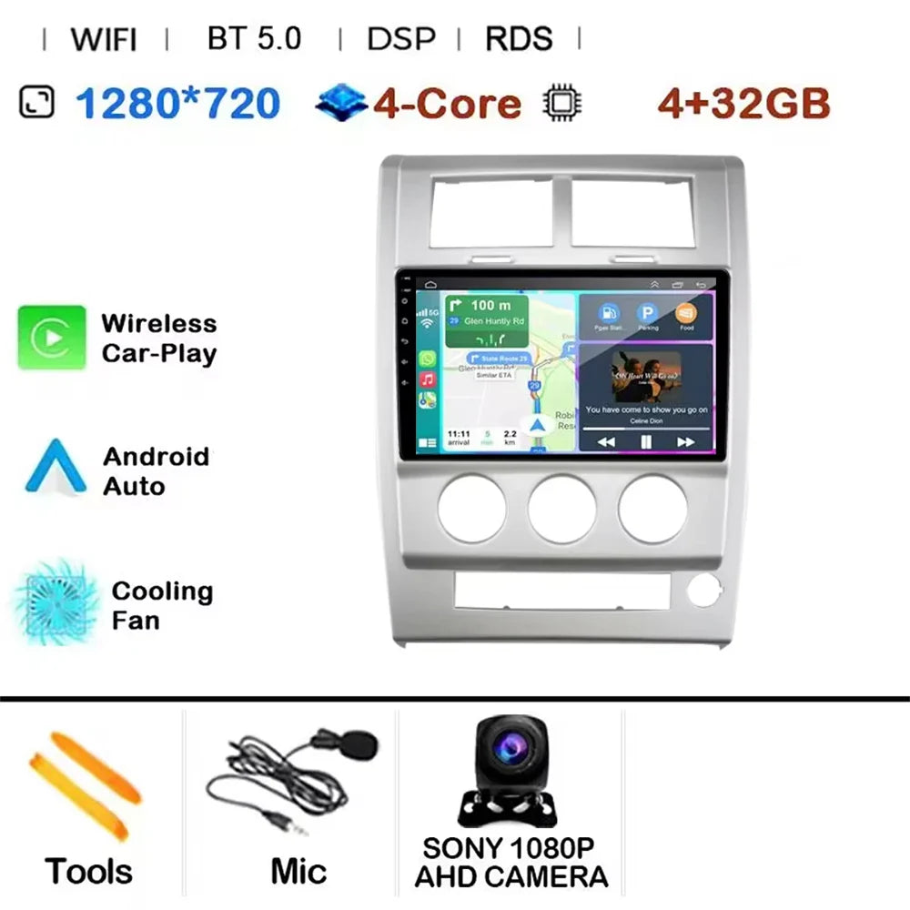 Android 14 Carplay+Auto For Jeep Cherokee KK Liberty 2007 - 2012 Car Radio Multimedia Video Player Navigation GPS 4G Autoradio